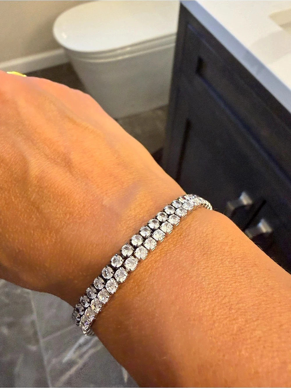 Crystal Tennis Bracelet Silver NWT